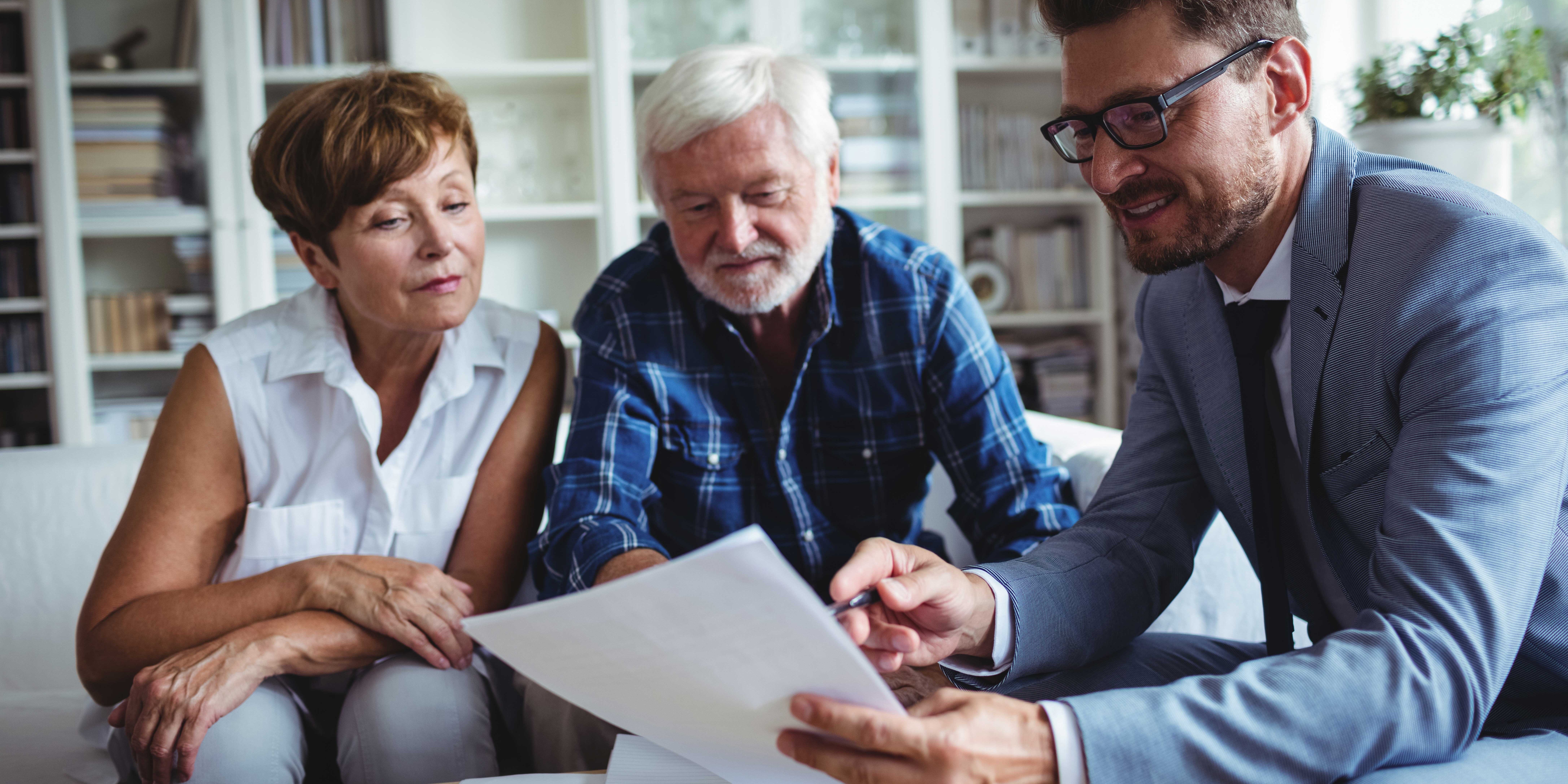 Family discussing with the law agent