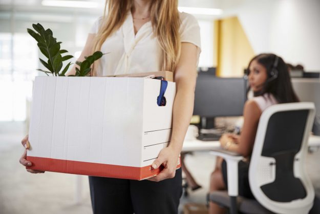 Employee carrying her thinks back home after getting fired